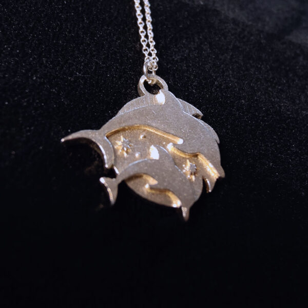 Gemini Dolphins Zodiac Pendant - Image 2